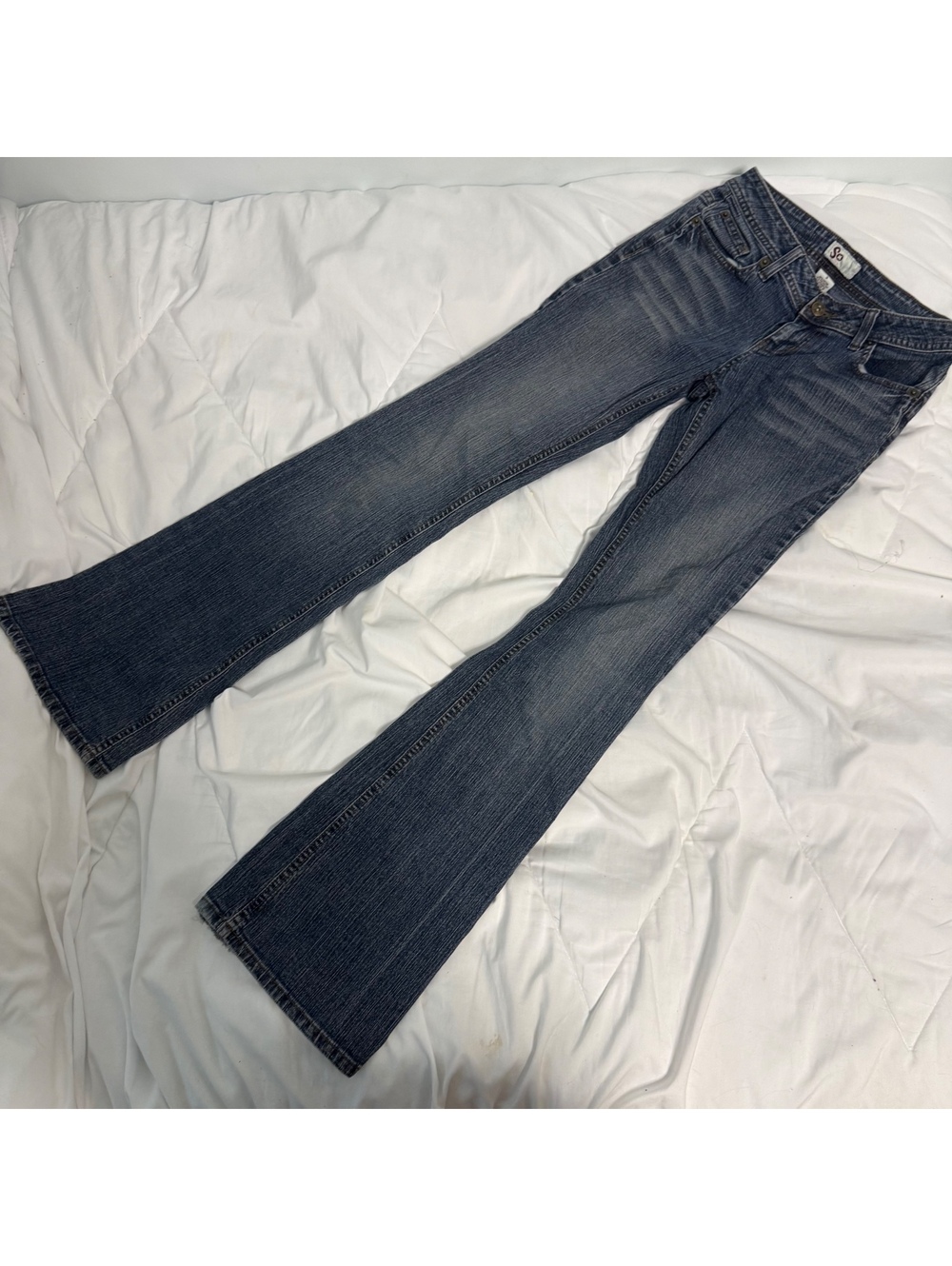 vintage y2k 2000s so low rise dark blue jeans flared size 3